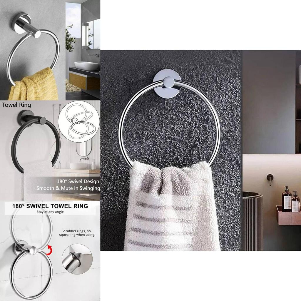 Anel Porta-Toalhas Elegante de Aço Inoxidável Para Banheiro Com Acabamento Fosco Elegante e Design Sem Furo