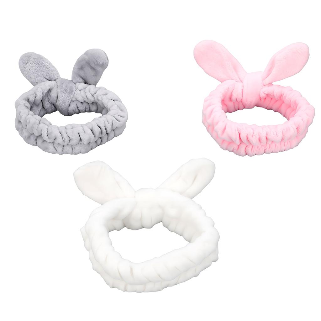 Soft Bunny Ear Makeup Headbands Stretchable Cute Spa Headbands for Makeup Bath Face Wash 3 Pieces Set