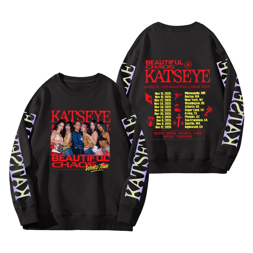 Damenmode Langarm Print Rundhals Lockerer Pullover Sweater Top