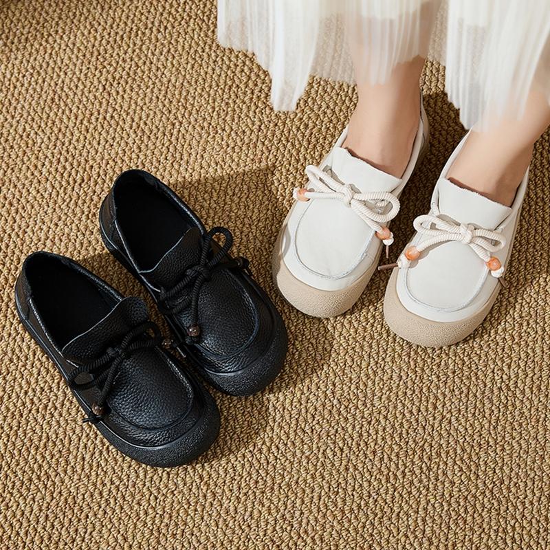 Damen Loafer Echtes Leder Neue Schnürer Damen Sneaker Große Größen Freizeit Ballerinas Bootsschuhe Damen