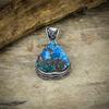 Tibetan Turquoise Gemstone 925 Sterling Silver Jewelry Pendant 1.89" M-39