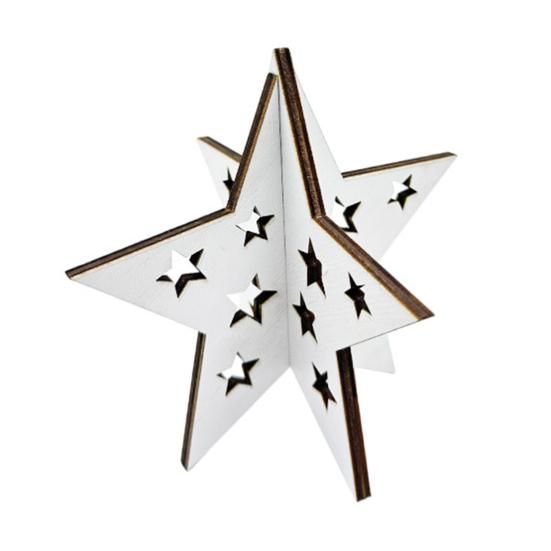 Wooden Independence Day Ornament, 3D Spliced Stars Red White Blue Patriotic Decoration, Fourth of July Decoration