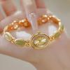 Oval Quartz Waterproof Wristwatch for Women Jade Bracelet Watch
