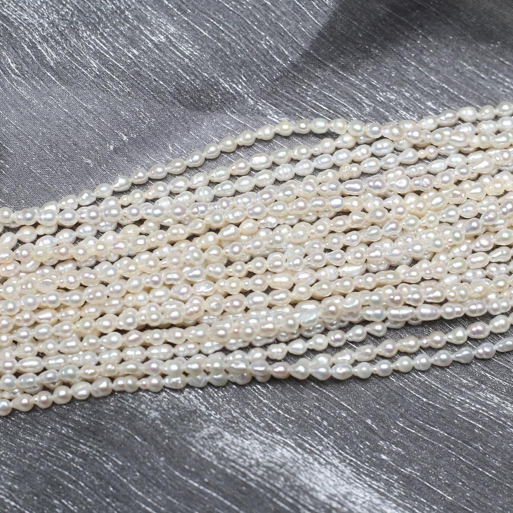 1String, Elegant White Natural Freshwater Pearls Beads for Jewelry Making DIY Necklaces, Bracelets Crafts (Beads 3-4mm, Length 36cm)