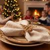 Christmas Table Decor for Dinner Tree Napkin Ring, Alloy Rhinestone Holder, Winter Rings Holiday Band Parties Decoration Festive Decorations