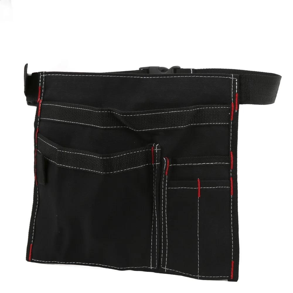 

Durable 5-Pocket Tool Belt Bag Canvas Lightweight Waist Hanging Bag Adjustable Belt Storage Bag Gardening Work чёрный