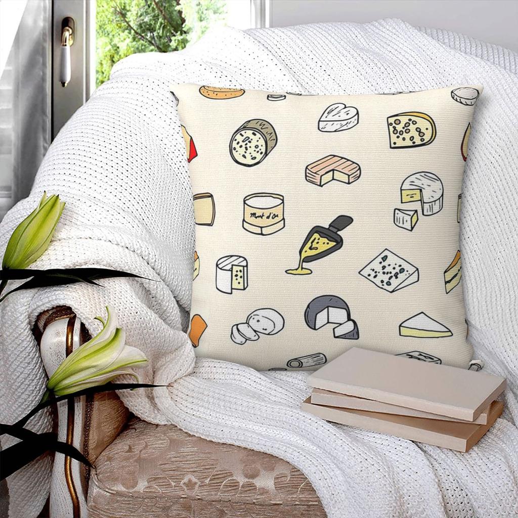 Cheese Pattern Square Pillowcase Pillow Cover Polyester Cushion Decor Comfort Throw Pillow for Home Sofa