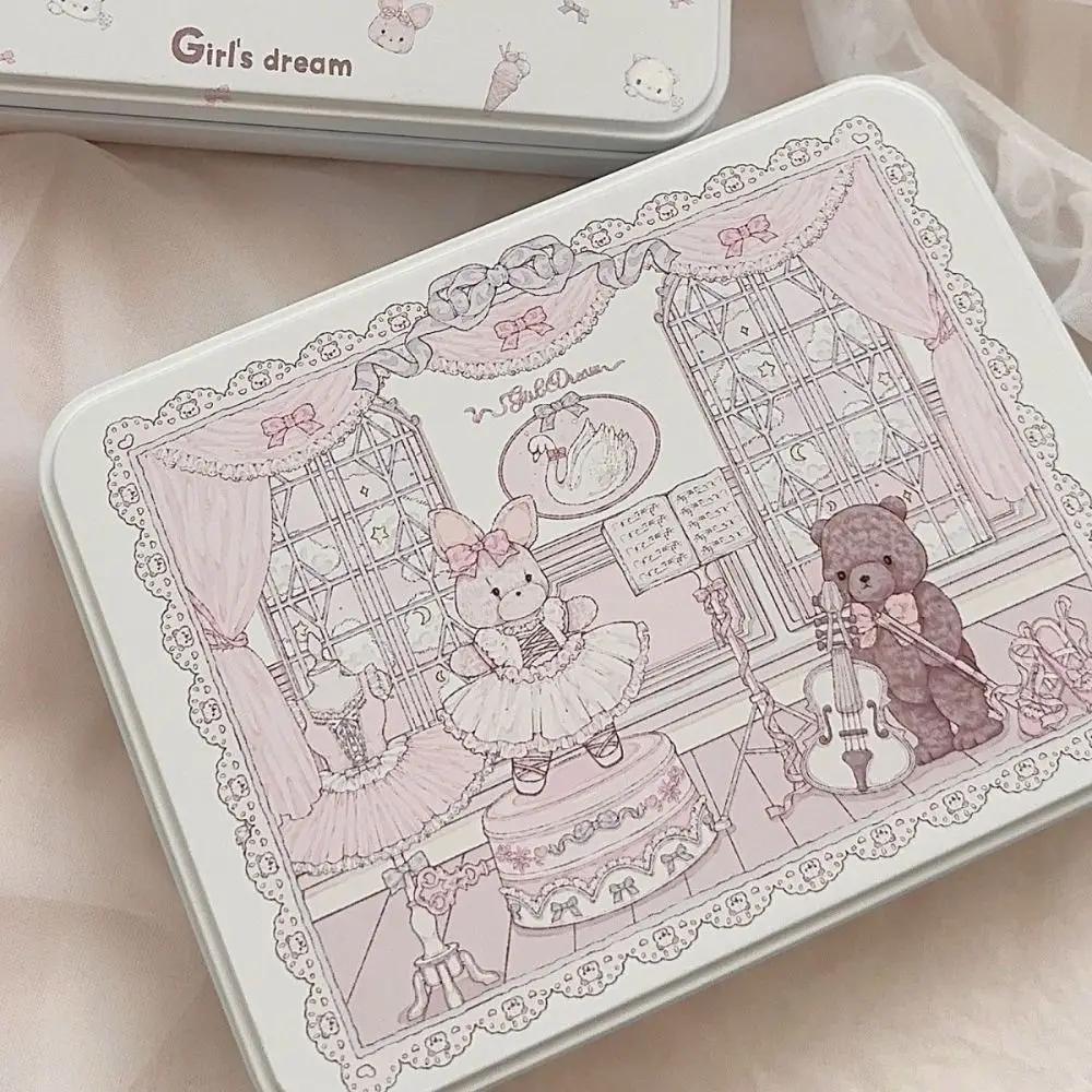 Cartoon Iron Storage Box Big Capacity Small Card Storage Box Desktop Storage School Stationery Kpop Photocards