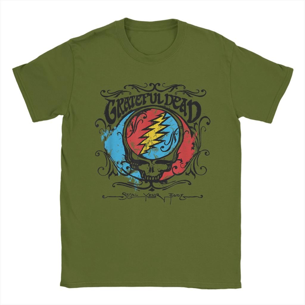 Harajuku T-Shirt Grateful Dead Steal Your Face Handgezeichneter Flair Band Baumwoll-T-Shirts für Herren Sommer Tolle Kurzarm-Oberteile