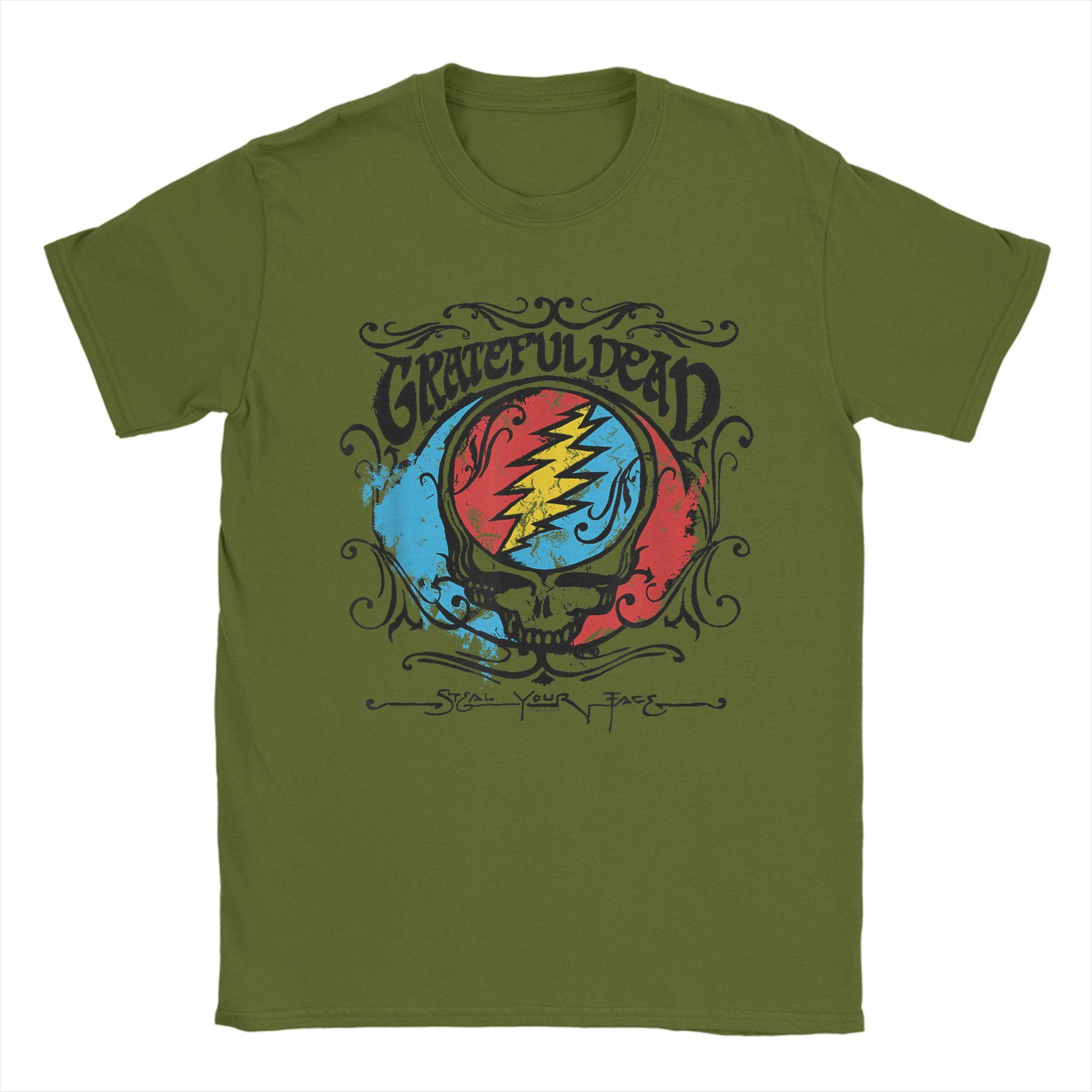 

Harajuku T-Shirt Grateful Dead Steal Your Face Hand Drawn Flair Band Cotton T-Shirts for Men Summer Awesome Short Sleeve Tops 4XL