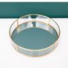 Metall Spiegel Transparent Glas Tablett Rund Kosmetik Aufbewahrungsbox Speisekammer Schreibtisch Finishing Hochzeitsdekoration Party