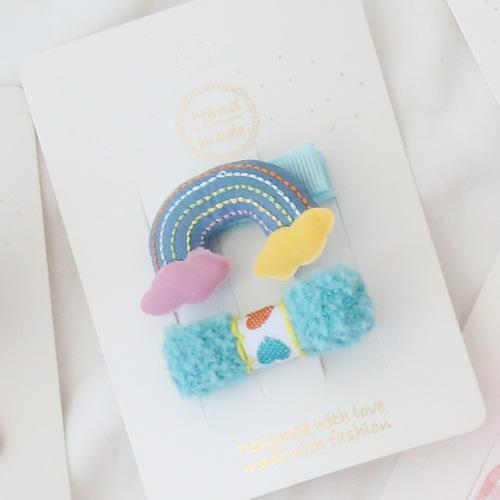 Cute Children Hair Pins Matte Cartoon Fruit Plant Fabric Embroidery BB Hair Clips for Girl Korea Simple Fashion Hair Accessories