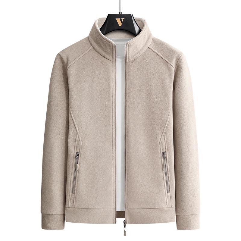 Men's Large Fleece Jacket: Warm Lined, Thickened for Autumn and Winter - Perfect for Middle-Aged Dads.