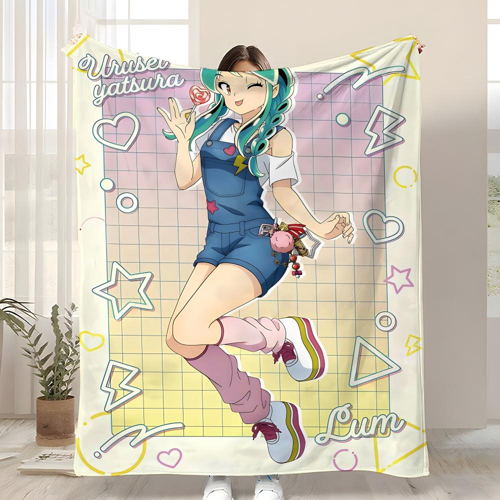 

Anime Game Urusei Yatsura Throw Kid-Friendly Flannel Throw Blanket Soft Warm Anti-Static Washable All Season 75x90cm