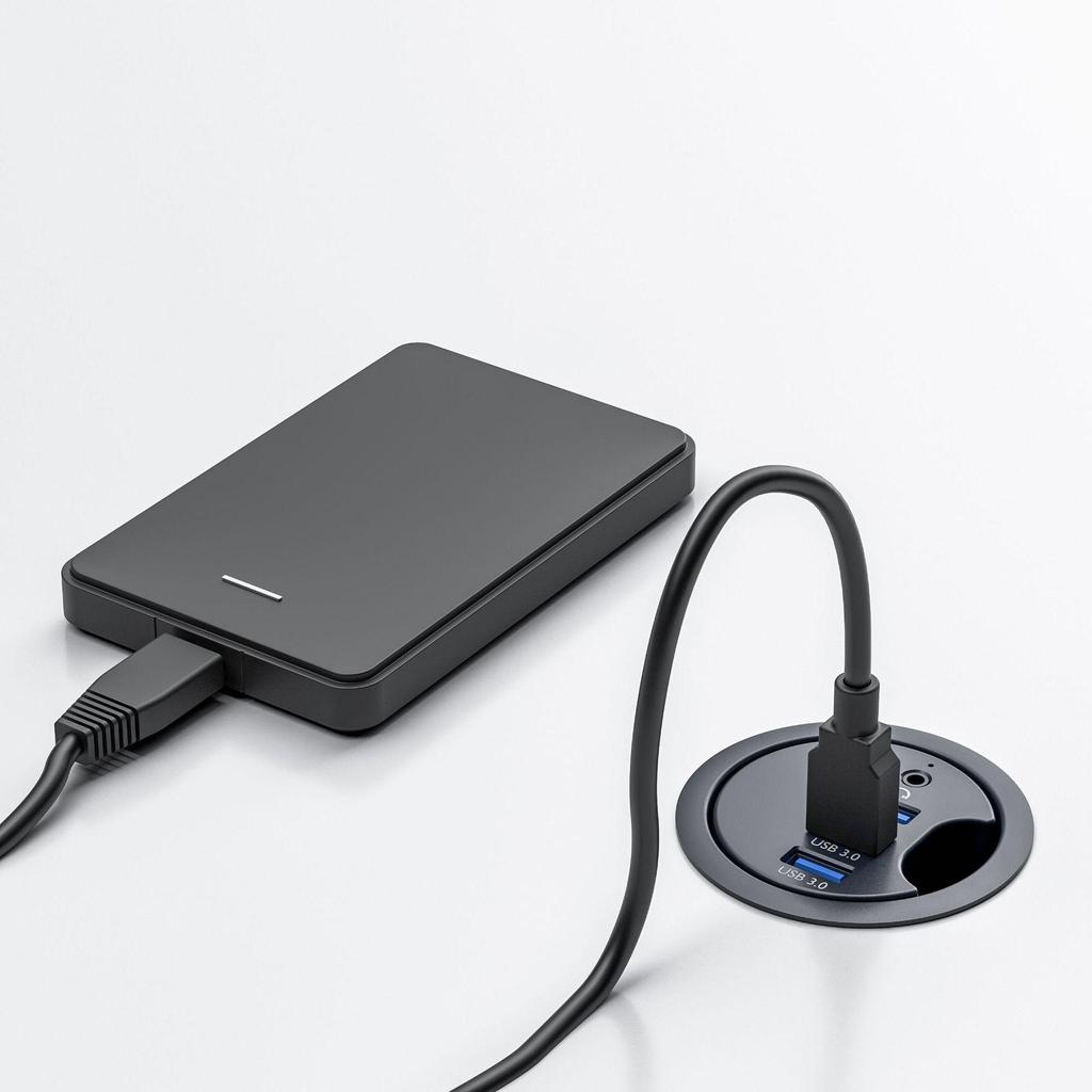 USB 3.0 Desk Hub with SD/TF Card Reader for Office Desktop