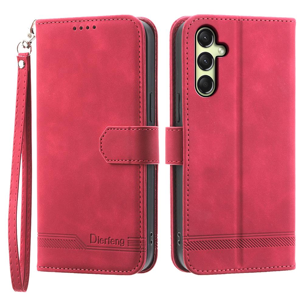 DIERFENG DF-03 Dla Samsunga Galaxy A36 5G Skórzane Etui Wytłoczone Linie Portfel Pokrowiec na Telefon