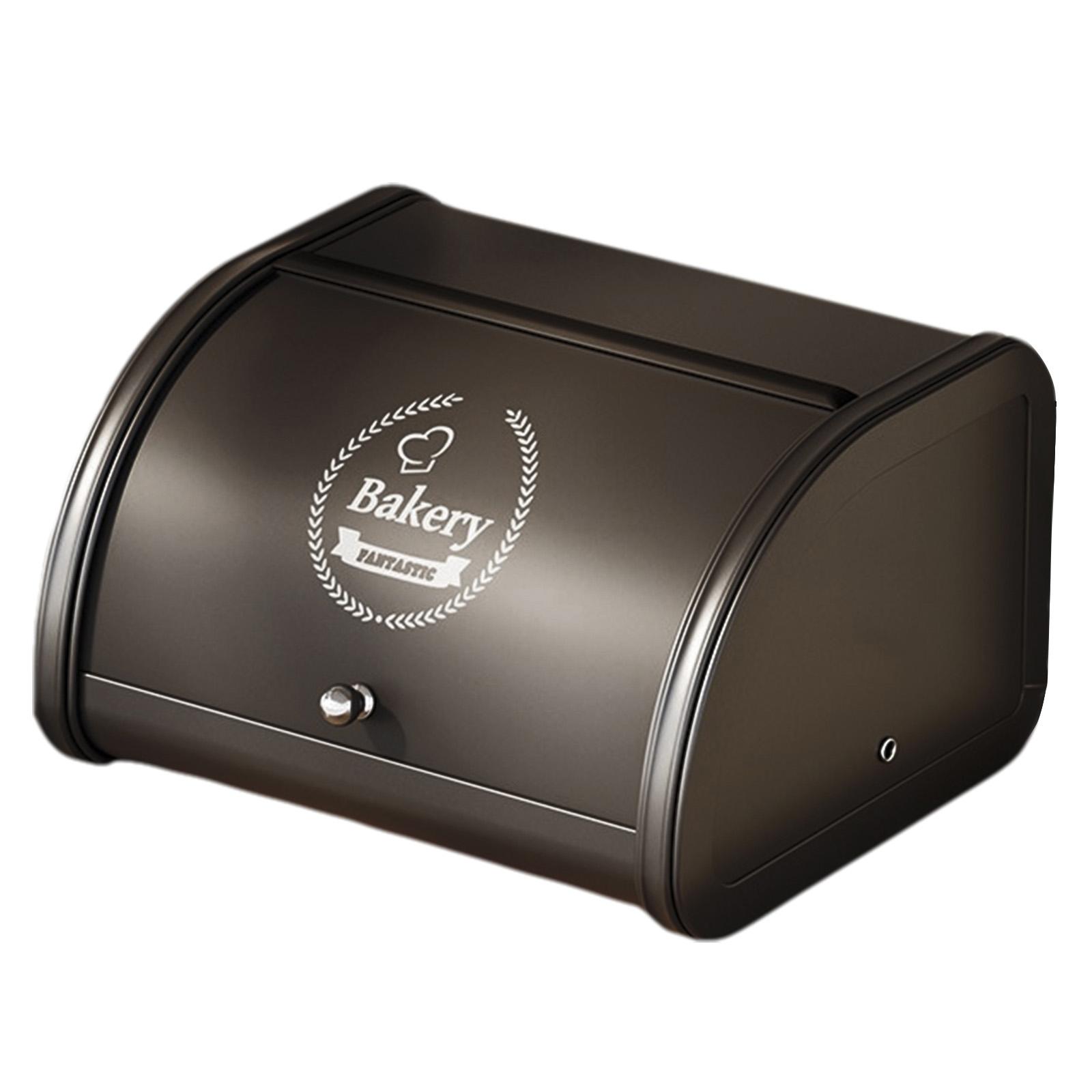 

Bread Bin Container Large Capacity Metal Bread Box Bin Stainless Steel Bread Boxes Holder for Cookies & Baked Goods Fresh Loaves чорний