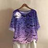 Damen Modisches Und Lässiges Shirt Halbarm Rundhals Print Baumwolle Und Leinen Bluse Top