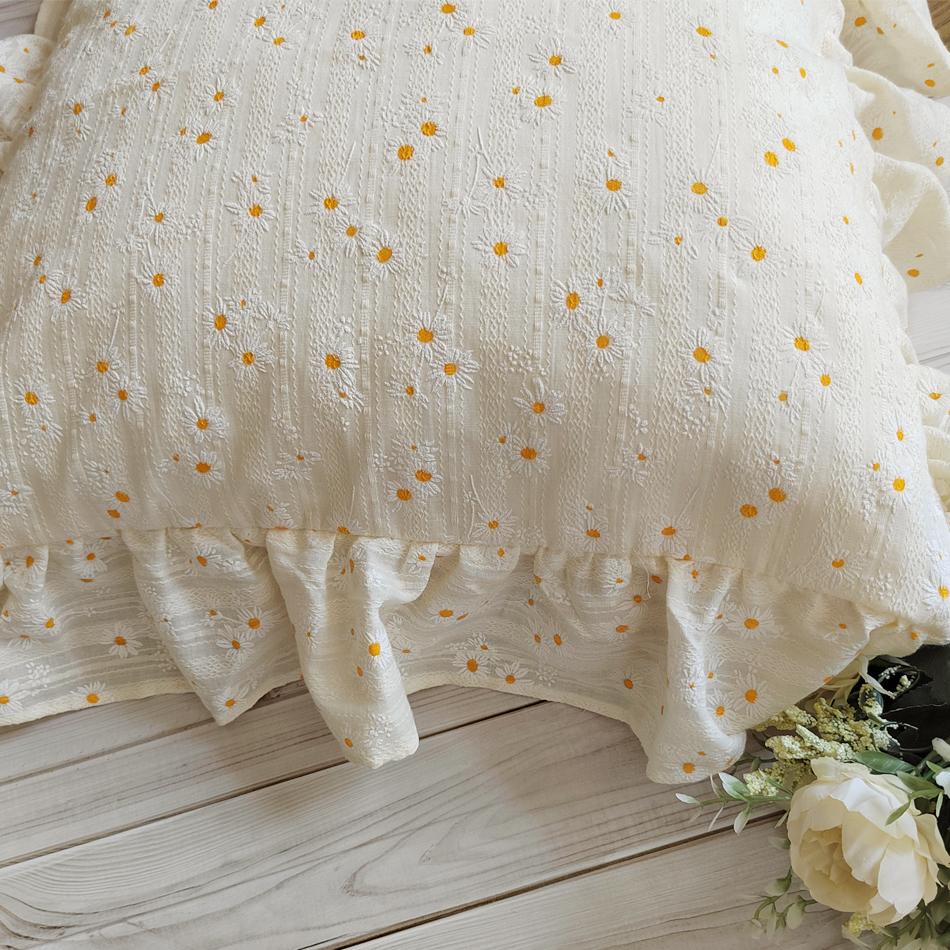 1 st Koreansk Stil Bomull Prästkrage Ruffle Kuddfodral, Hudvänligt Kuddfodral, Heminredning Soffkuddar Fodral, Soffa Prydnad