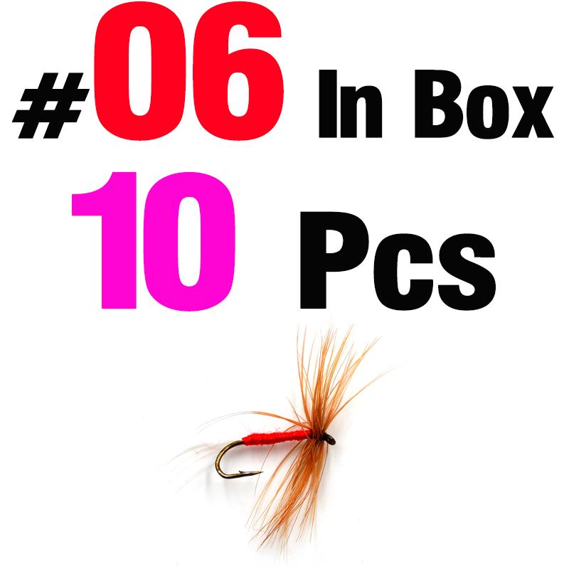 MNFT 10Pcs Various Dry Fly Fishing Lure Trout Salmon Dry Flies Fish Hook Size #6 #10 #12 Nymph Mosquito Lures Fishing Tackle