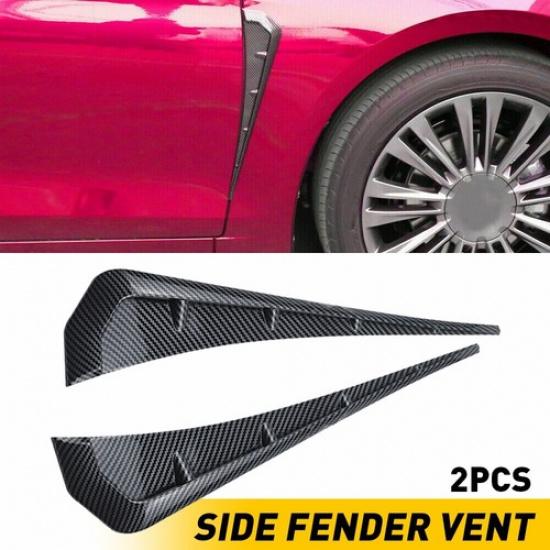 2pcs Carbon Car Fiber Side Fender Vent Air Wing Cover Trim Exterior Accessories
