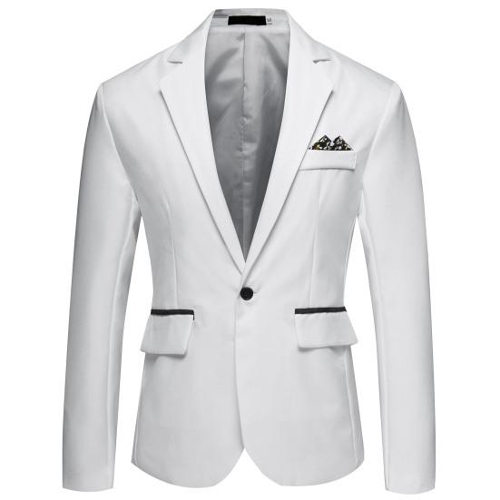 Blazer Casual da Uomo alla Moda con un Bottone e Risvolto, Manica Lunga, Tasca Decorativa, Giacca Completo, Abbigliamento da Lavoro