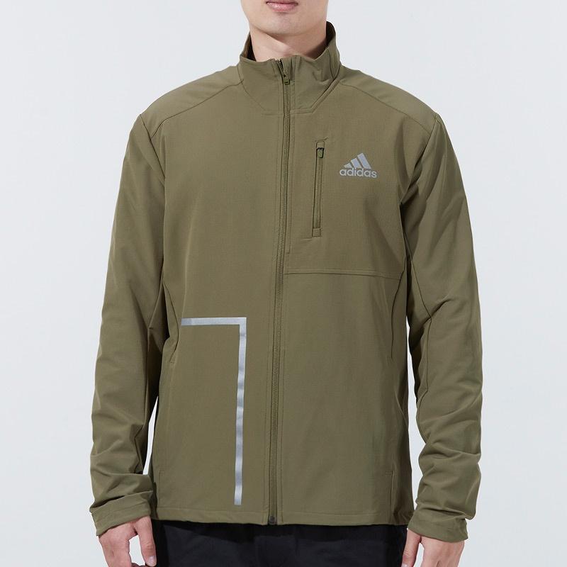 Men's adidas Logo Printing Sports Stand Collar Jacket Olive H13234