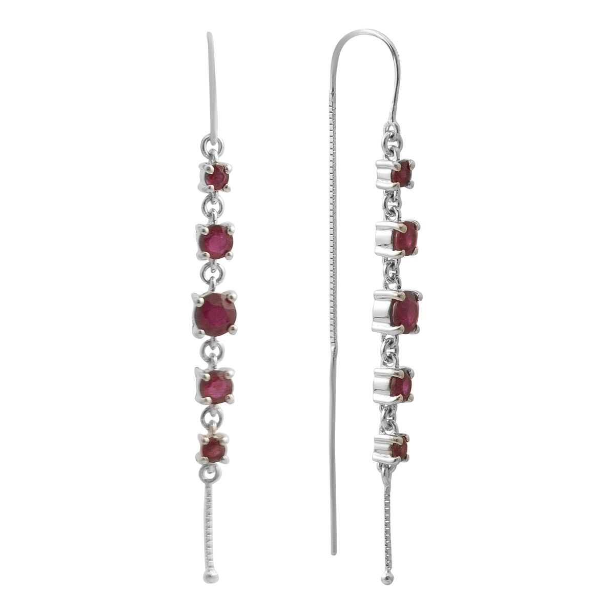 

Silver earrings with natural ruby 3.58ct (2198352) rubine червоний колір