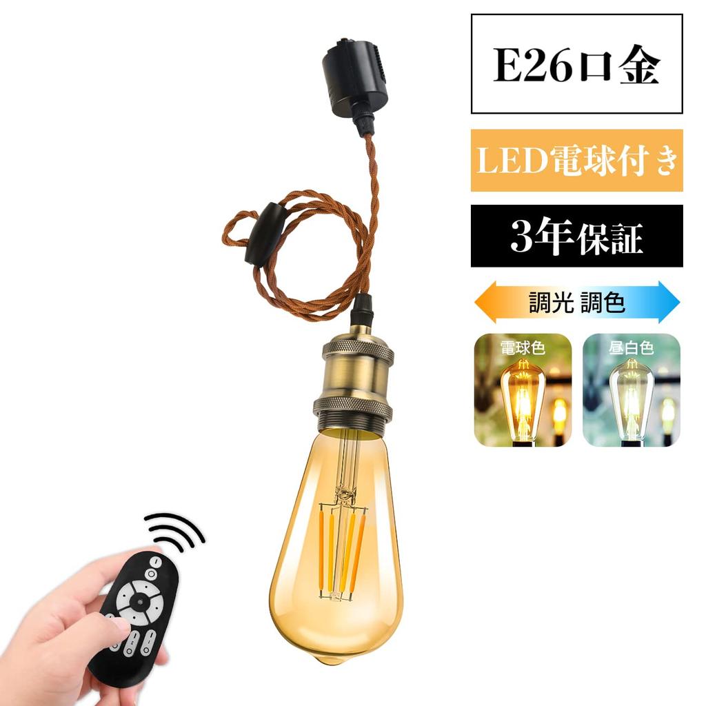 LVWIT Pendant Light, E26 Base, with LED Bulb, Dimmable, Color Adjustable, 6W Power Consumption, Remote Control, for Wired Duct Rails, Ceiling Light,