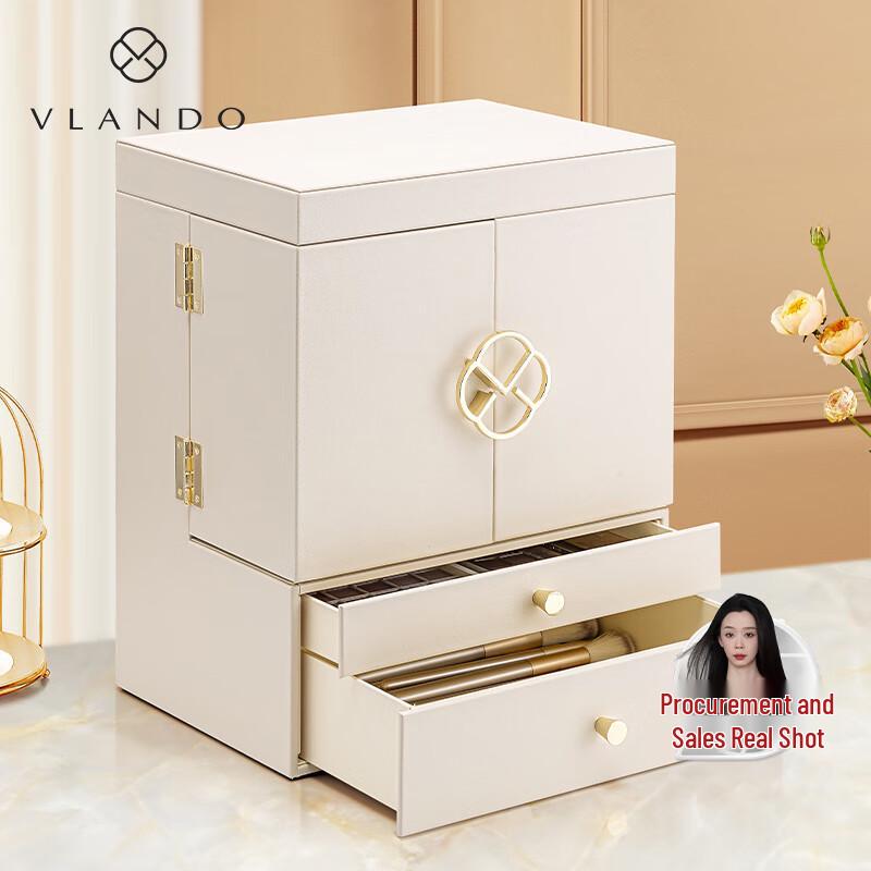 VLANDO Luxury Cosmetic Storage Box with Mirror
