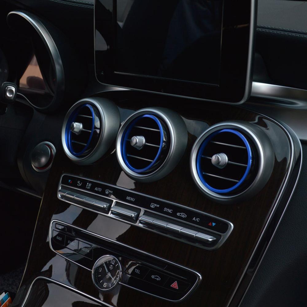 Dekorační kroužek výdechu klimatizace pro Mercedes Benz GLC Třída C C200 C220 C300 GLC250 MB X253 W205 Panel klimatizace Dekorace výdechu Kryt Samolepka
