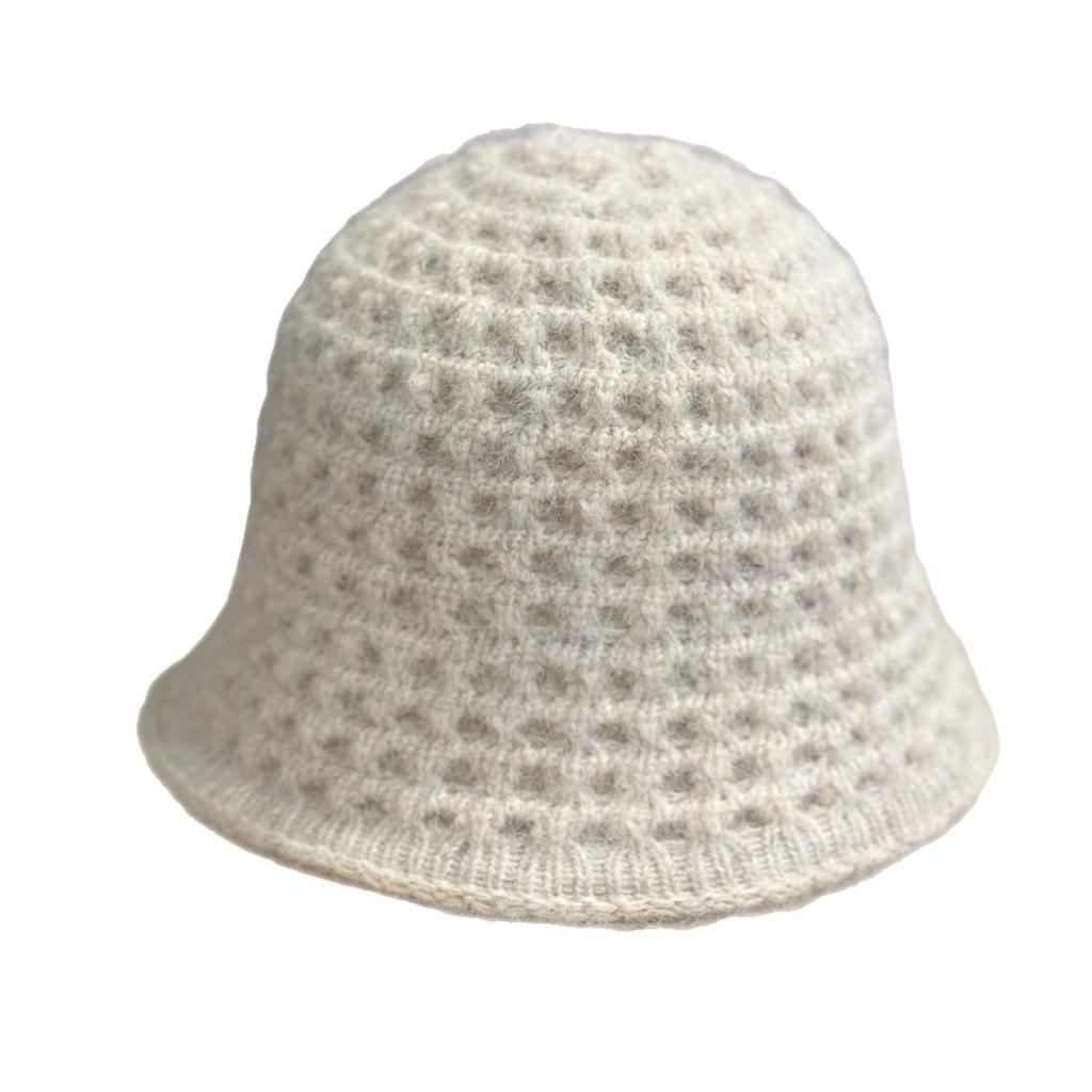 New Autumn and Winter Warm Knitted Fisherman Hat for Women Japanese Style Simple and Fashionable Face Showing Small Travel Casual Bucket Hat