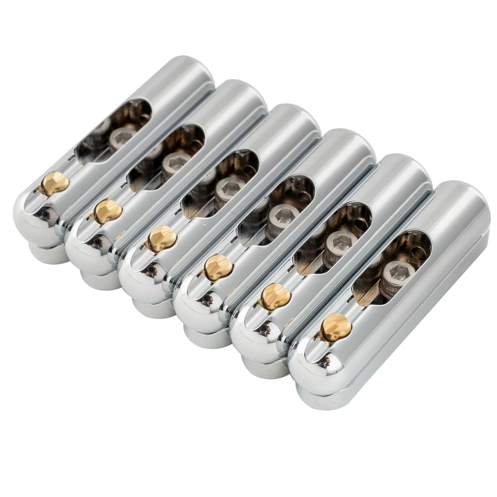 Musiclily Ultra Brass Guitar Single Hardtail Bridge with 6 Independent 10mm for Electric Chrome Bridge, Saddles, Wide, Guitars,