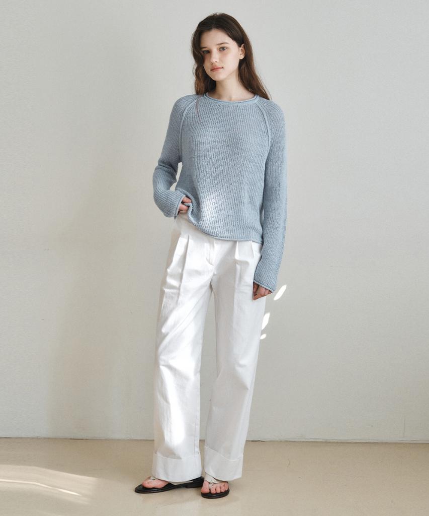 Wednesday Oasis For Woman W/Herring Roll-Up Wide Cotton Pants_Ivory(W26Pt10)