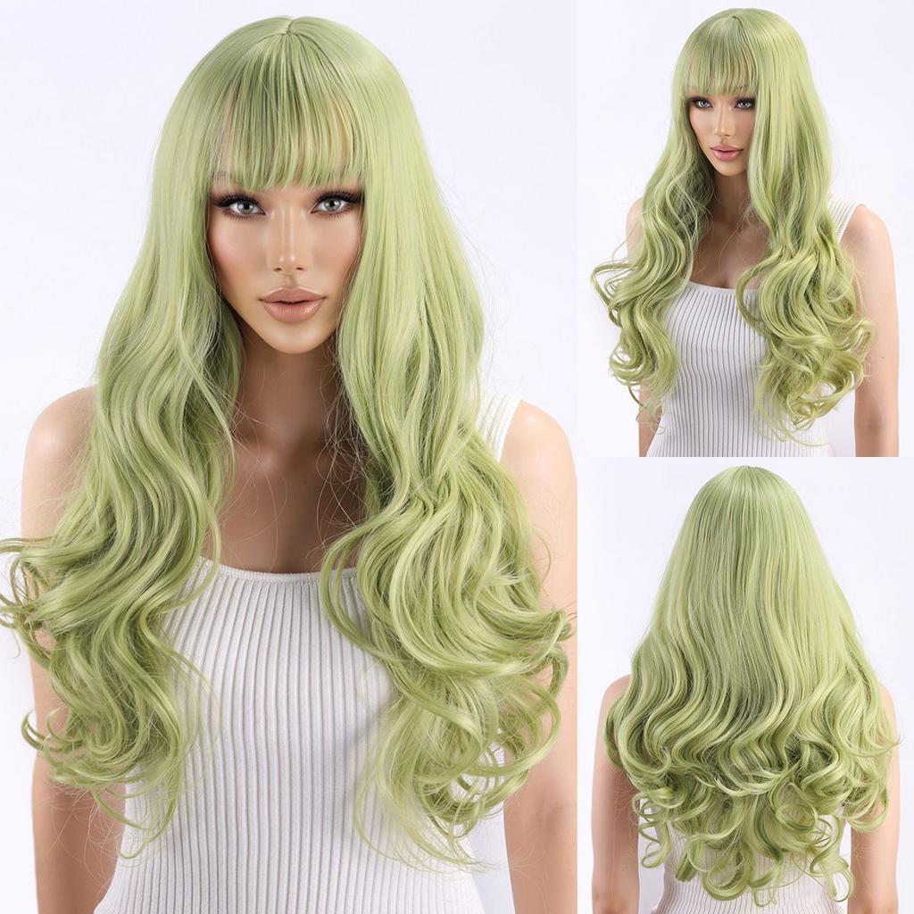 Fashionable Anime-Style Colored Wig: Women's Green Harajuku-Style Cosplay Wig
