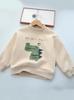 Kids' Fleece-Lined Dinosaur Sweatshirt, Autumn/Winter, Coral Fleece, Half-High Collar, Thickened Warm Top