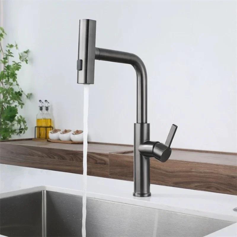 Robinet d'évier multifonctionnel pour la maison, robinet de cuisine universel à tirette pour eau froide et eau froide, robinet de lavabo de cuisine moderne