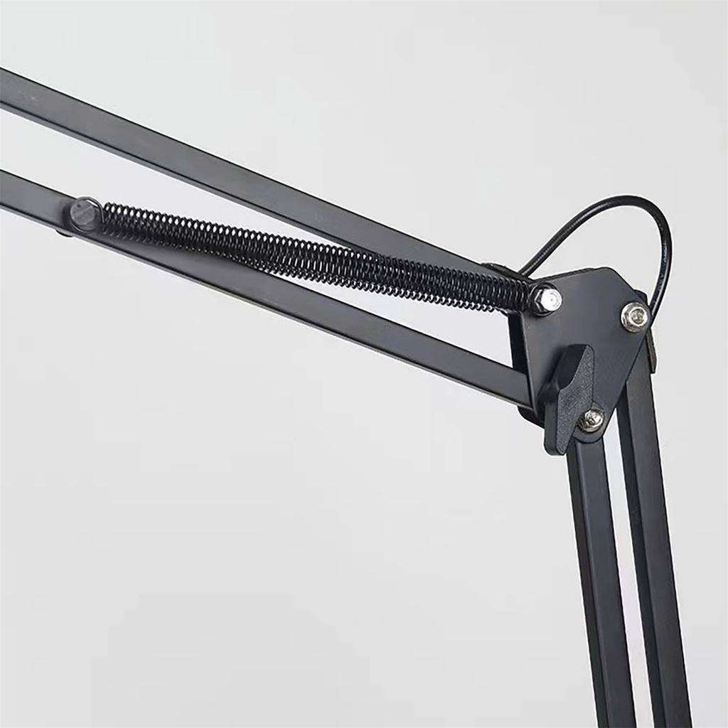 LED Portable Folding Long Arm Desk Lamp Adjustable Brightness Flexible Arm Clamp Base for Office Study Workstation Lighting