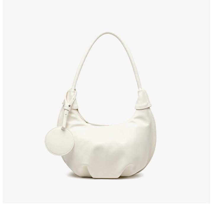 IELGY Cloud Bag Korean Style Niche High-End French Style Pleated Fashion All-Match Soft Leather Portable Dumpling Bag