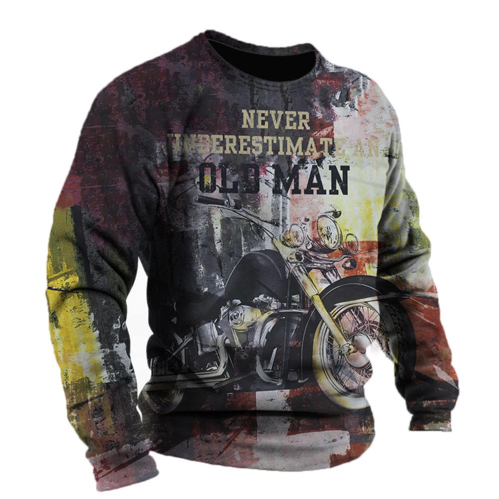 

Винтажный принт мотоцикла Мужская футболка Топы в байкерском стиле 3D-графика Оверсайз Футболки с длинным рукавом Мужская повседневная хип-хоп уличная одежда 6XL