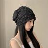 Women's Korean Minimalist Design 3D Flower Lace White Slouchy Hat Summer Hollow Breathable Thin Head-Wrapping Hat