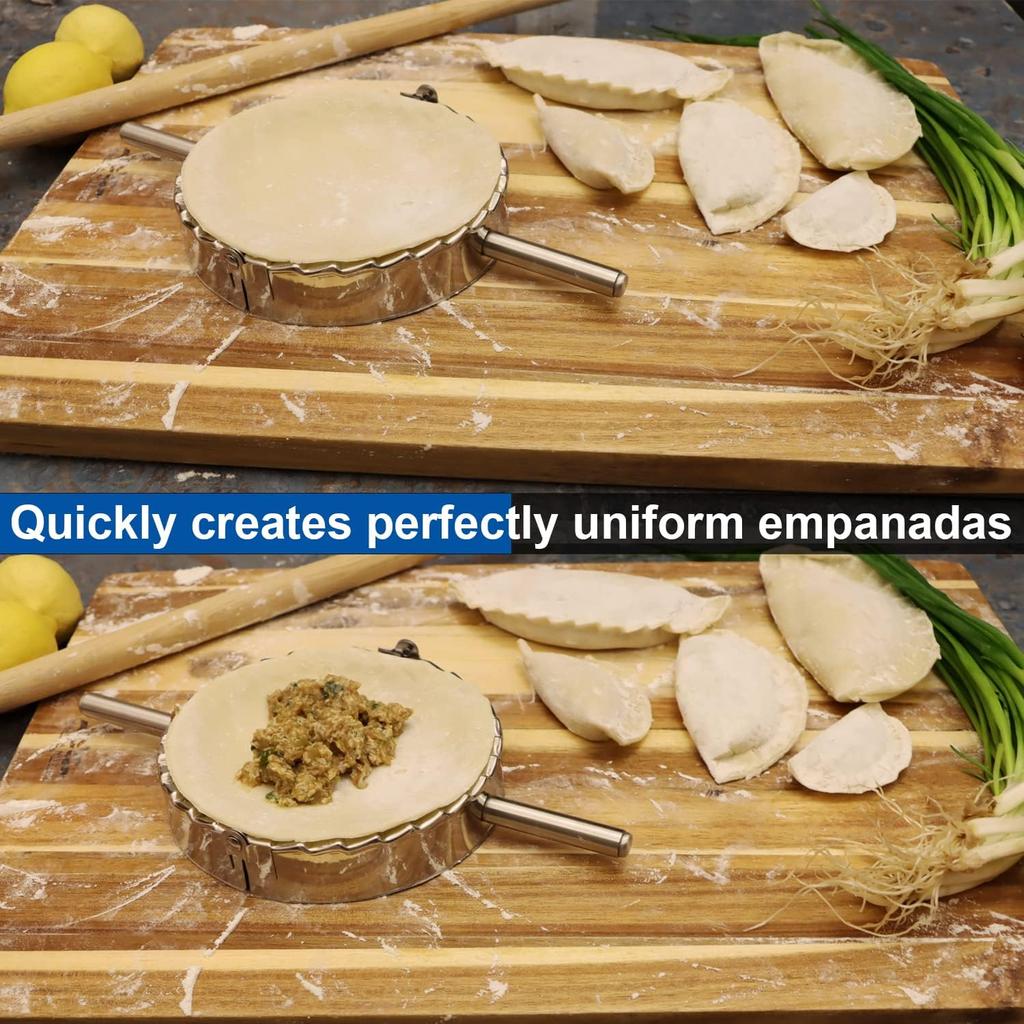 KAYCROWN 6 Inch Empanada Press, Stainless Steel Dumpling Maker Dough Cutter Dumpling Mold for Empanada, Dumpling, Ravioli, Pierogi, Turnovers,