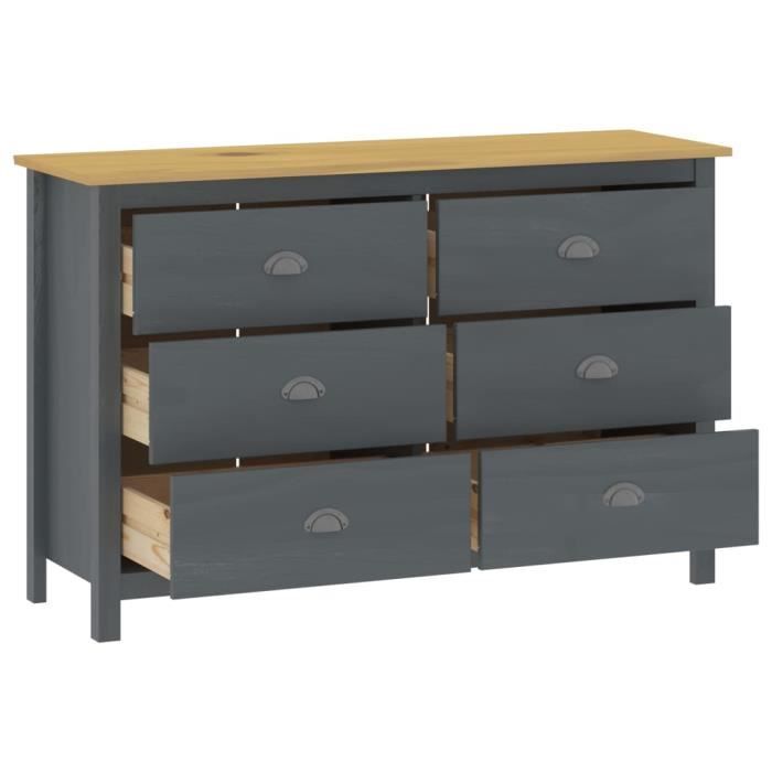 VidaXL Buffet Hill Range Gris 125x40x80 cm Bois de pin solide