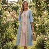Fashionable Vacation Dresses for Ladies Long Sleeve Floral Dress, Women Cottagecore Waist Cinching Casual Autumn with Sleeves Midi Dress Street Party