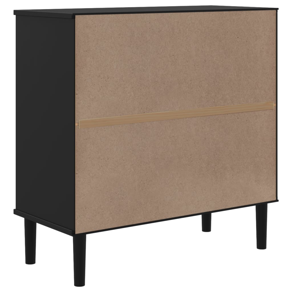 Sideboard SENJA Rattan Look Black 80x35x80 cm Pine Wood