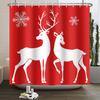 1/3/4pcs Navidad Merry Christmas 3D Printing Shower Curtain Polyester Waterproof Green Festival Accessories For Bathroom Decor