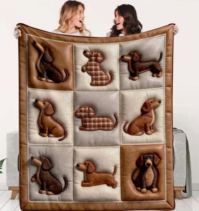 Dachshund Blanket Flannel Gift, Lightweight Plush Throw, Warm for Sofas & Beds, Perfect for Holidays Blanket