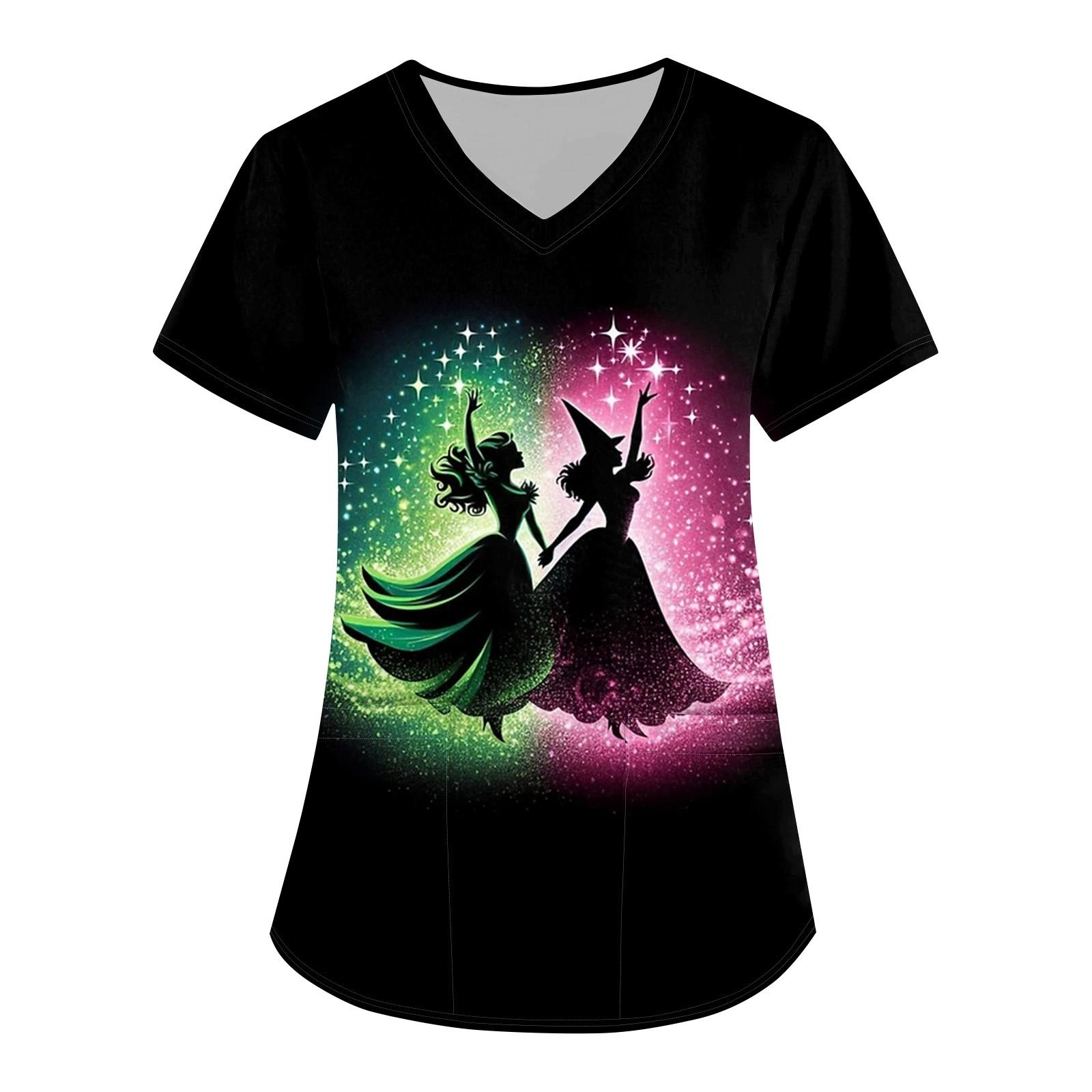 

Женская рабочая одежда с принтом, V-образным вырезом, карманом и короткими рукавами XXXXL чёрный