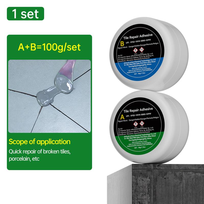 100g Tile Repair Agent AB Adhesive Ceramic Repair Glue Marble Floor Tile Toilet Washbasin Repair Glue Crack Repair Caulk Glue