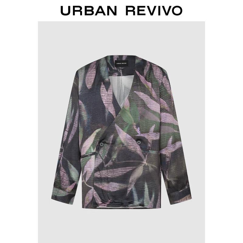 UR2025 Men s Botanical Print V-Neck Casual Jacket S